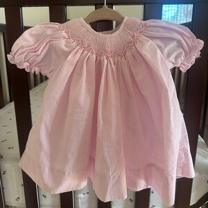 Petit Ami | Baby Girls Pink Smocked Gingham Dress | Newborn